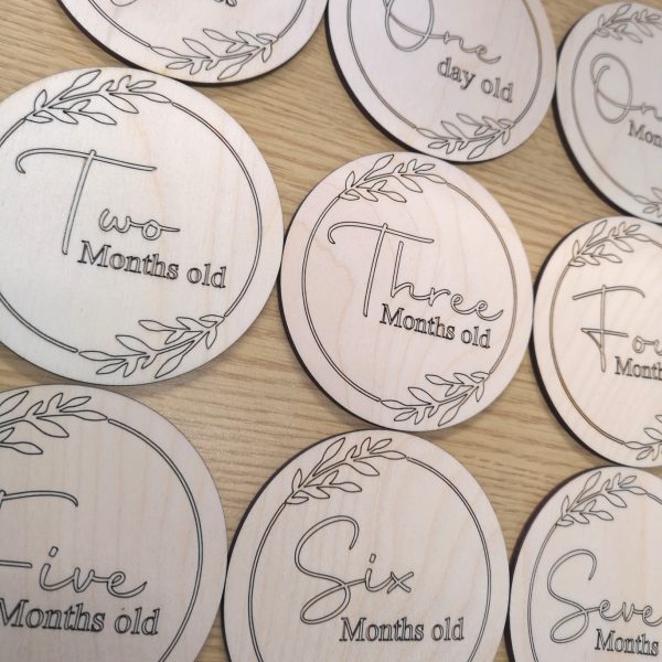 Baby Milestone Wooden Engraved Discs