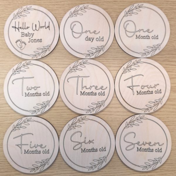 Baby Milestone Wooden Engraved Discs - Image 3