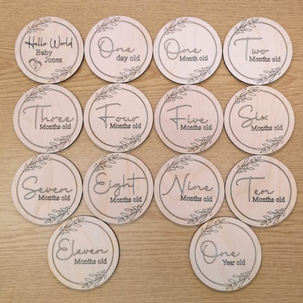 Baby Milestone Wooden Engraved Discs - Image 4