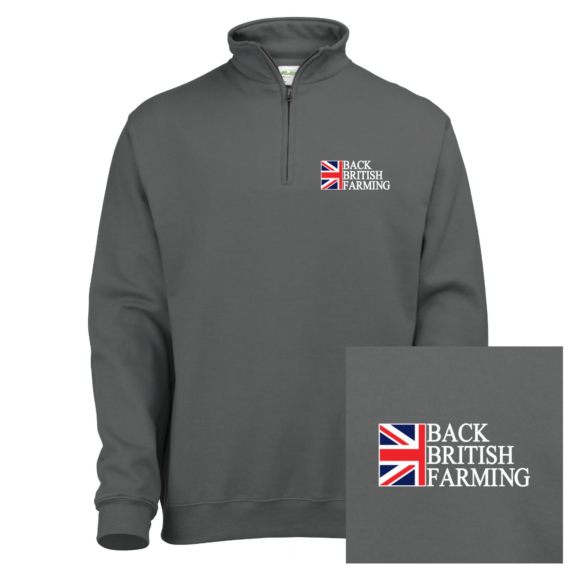 Adults Back British Flag Farming 1/4 Zip Sweatshirt | The Craft Shack ...