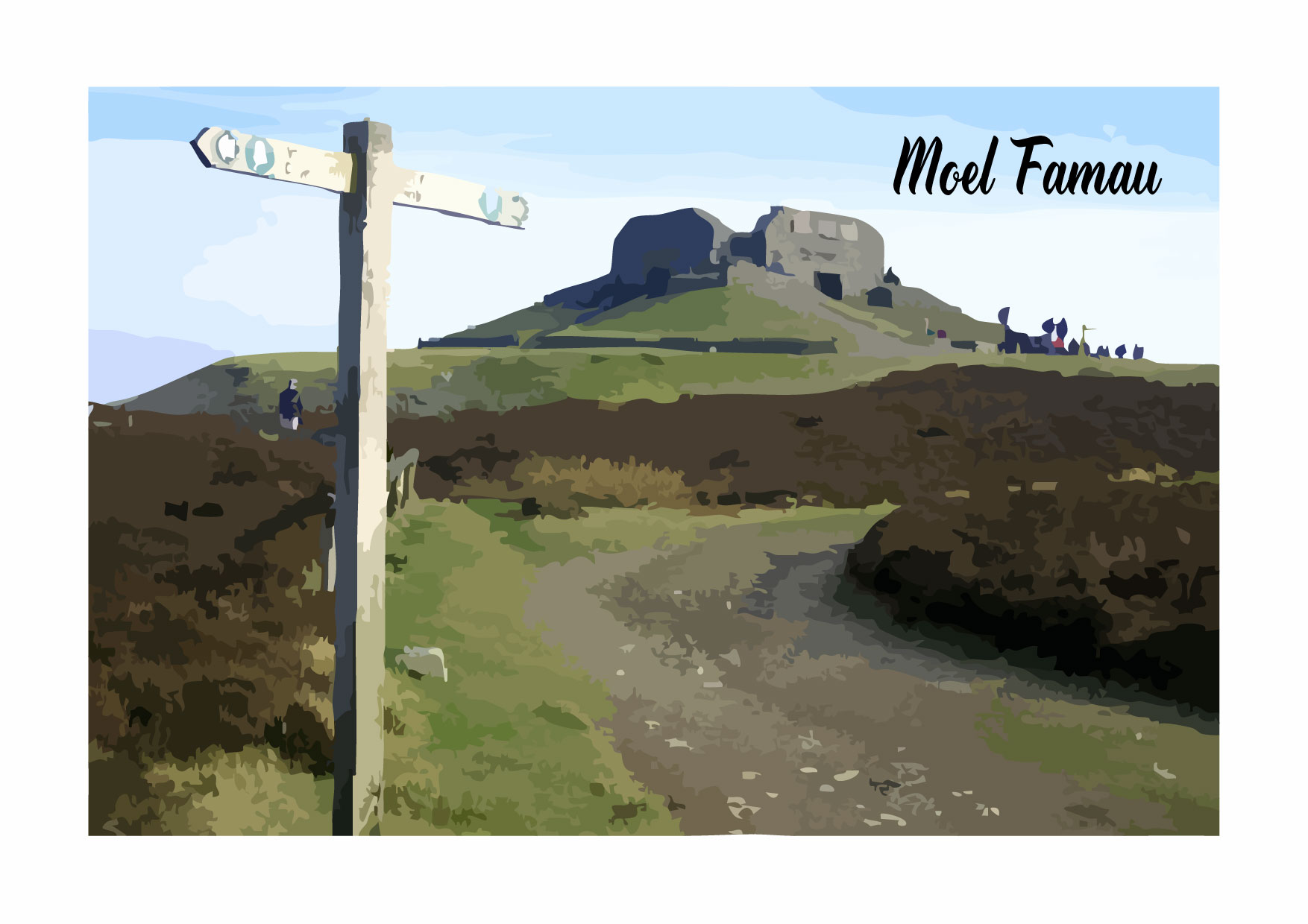 Moel Famau (Jubilee Tower and Sign Post) A4 Print