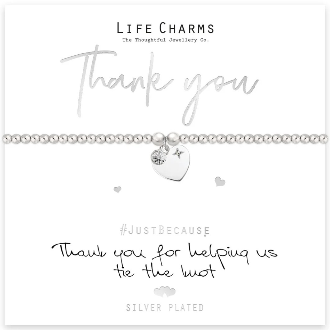 Life Charms Bracelet Thank You for Helping us Tie the Knot