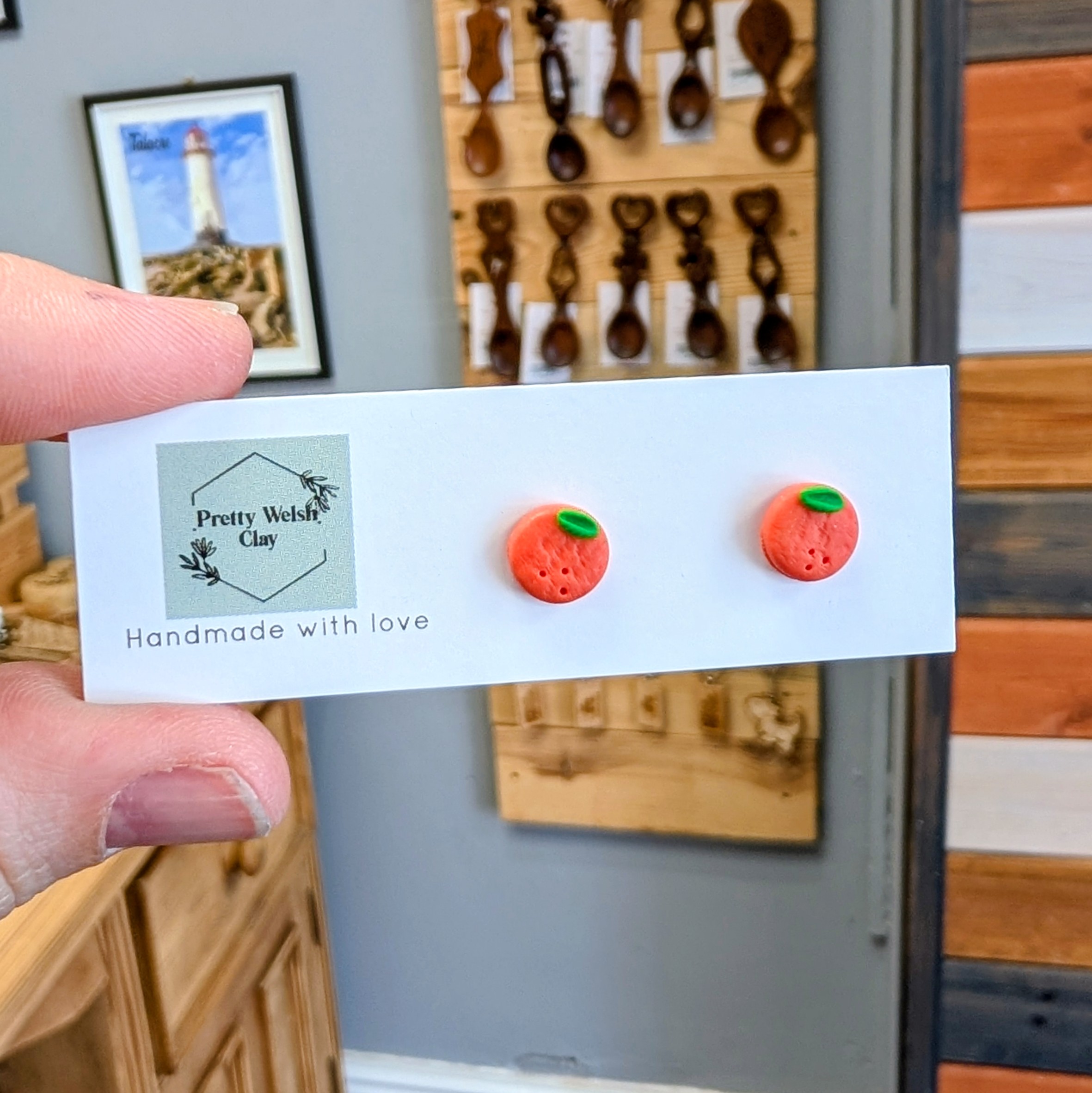 Orange Stud Earrings